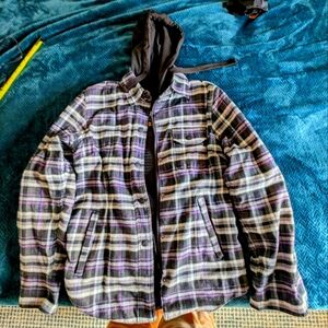 Street & Steel Mission Moto Women's Hoody Plaid Purple Black White